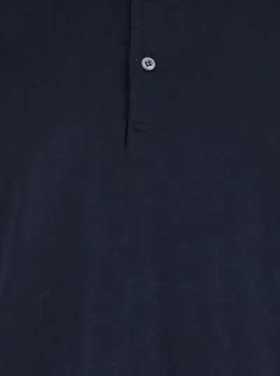 Lardini Blue Polo With Classic Collar And Long Sleeves In Cotton And Silk Blend Man In Blue