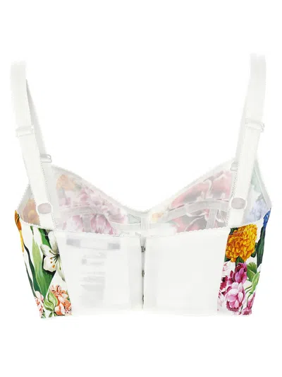 Dolce & Gabbana Printed Poplin Bustier Top In White