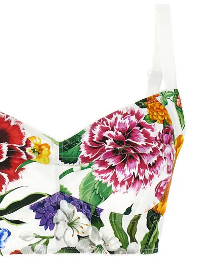 Dolce & Gabbana Printed Poplin Bustier Top In White