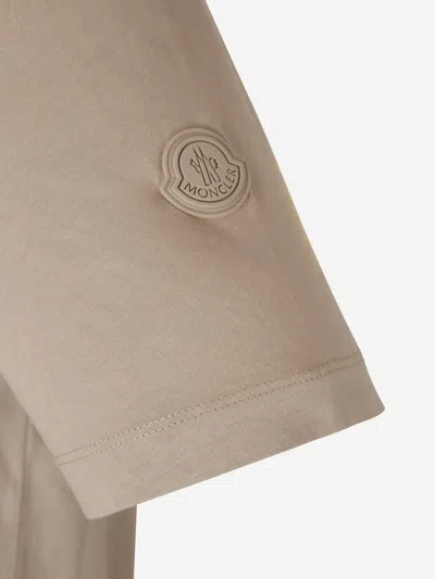 Moncler Cotton Logo T-shirt In Neutral