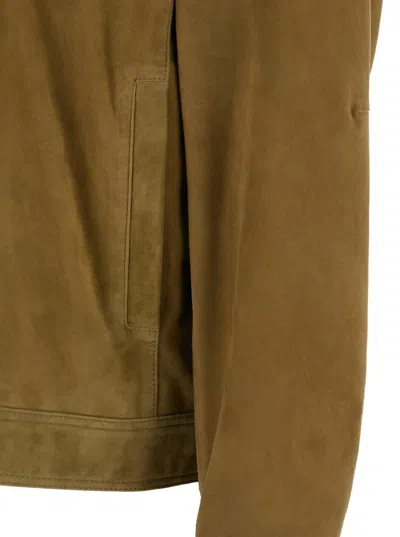 Arma Brown Jacket With Classic Collar And Zip Closure In Suede Man In Brown