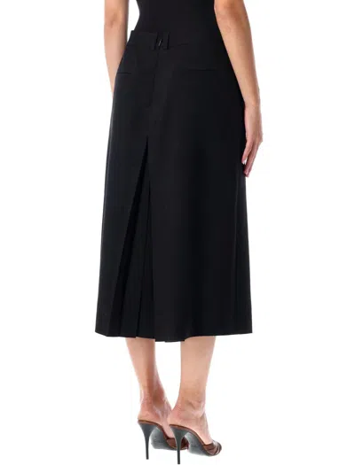 Saint Laurent Black Wool Midi Length Culottes In Black