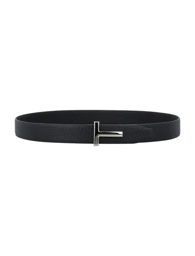 Tom Ford Grained Leather T-buckle Belt Accessories In Black