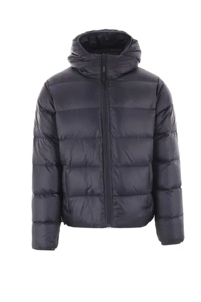 Aspesi Nylon Down Jacket With Hood And Pockets In Blue