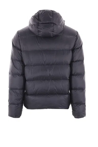 Aspesi Nylon Down Jacket With Hood And Pockets In Blue