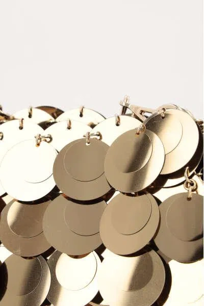 Rabanne Golden Shoulder Bag With Shimmering Metal Discs In Brown