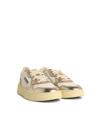 Autry 'medialist' Gold Leather Sneakers In Multi
