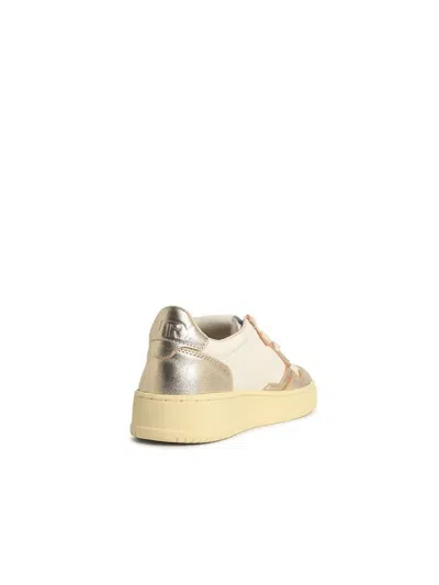 Autry 'medialist' Gold Leather Sneakers In Multi