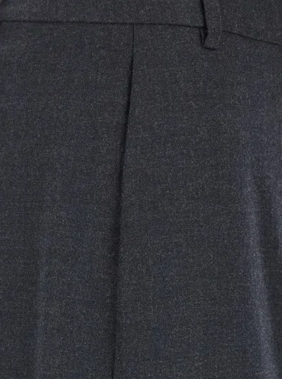 Theory Midi Grey Skirt With Slit In Wool Blend Woman In Gray