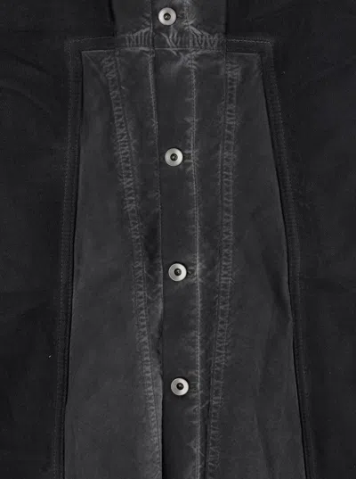 Rick Owens Drkshdw 'splintered' Grey Shirt With Classic Collar And Faded Effect In Cotton Man In Black