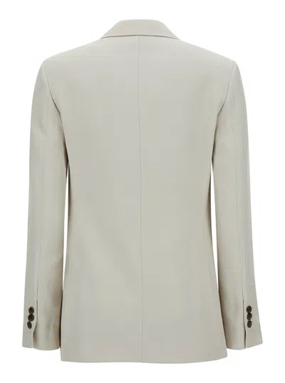 Theory Off-white Double-breasted Jacket With Notched Revers In Viscose Woman In Neutral