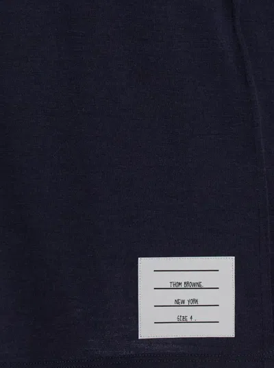 Thom Browne Blue T-shirt With Logo Patch In Stretch Wool Man In Blue
