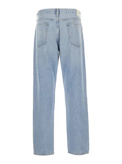 Agolde Wide-leg Light Blue Denim Trousers In Blue
