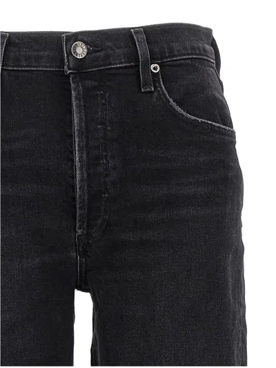 Agolde High-waisted Baggy Jeans With Button Closure In Black