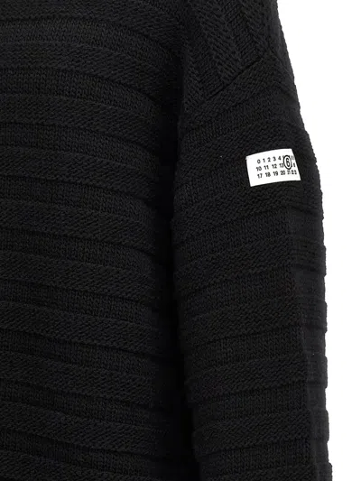 Mm6 Maison Margiela Destroyed Ribbed Sweater In Black