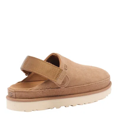 Ugg Goldenstar Suede Flatform Clogs In Brown