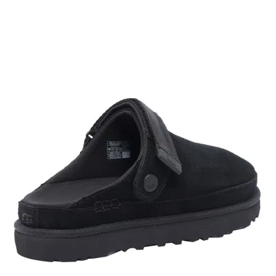 Ugg Chic Sheepskin Sandals With Adjustable Strap And Cushioned Sole In Black