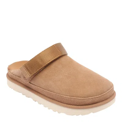 Ugg Goldenstar Suede Flatform Clogs In Brown