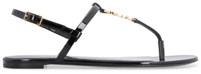 Saint Laurent Cassandra Patent Leather Sandals In Black