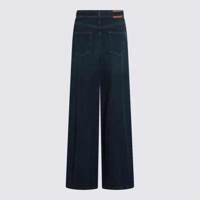Twinset Wide-leg Trousers With Pockets And Loops In Blue