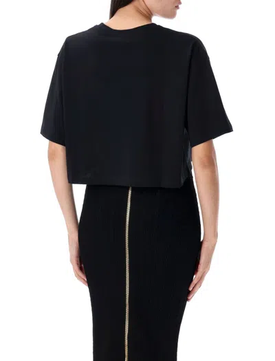 Balmain Cropped T-shirt With Print In Black