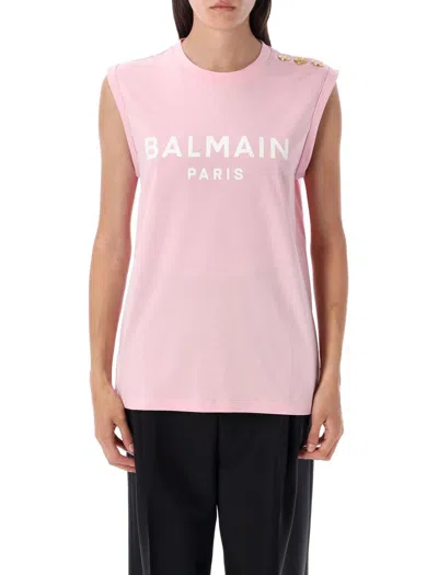 Balmain Logo Tee In Pink