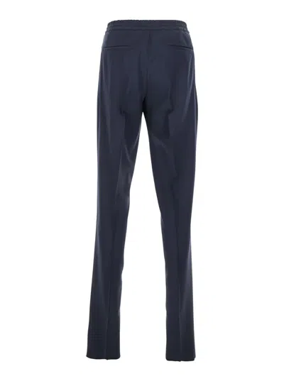 Lardini Blue Pants With Elastic Waist And Drawstring In Virgin Wool Man In Blue