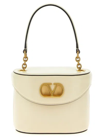 Valentino Garavani Ivory Leather Vlogo Signature Bucket Bag In Neutral