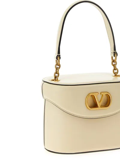 Valentino Garavani Ivory Leather Vlogo Signature Bucket Bag In Neutral