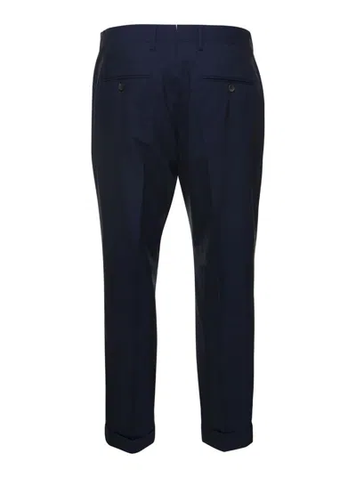 Reveres 1949 Blue Tailored Trousers In Wool Blend Man In Blue