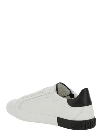 Dolce & Gabbana White Low Top Sneaker With Animal-motif Logo In Leather Woman In Multi