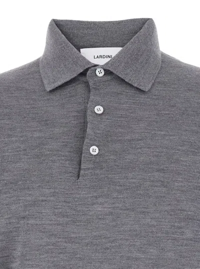 Lardini Grey Polo Shirt With Classic Collar And Dropped Shoulders In Wool Man In Gray