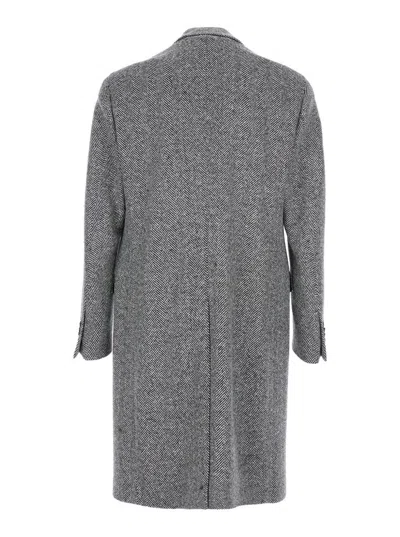 Lardini Grey Single-breasted Coat With Classic Lapels In Wool Man In Gray