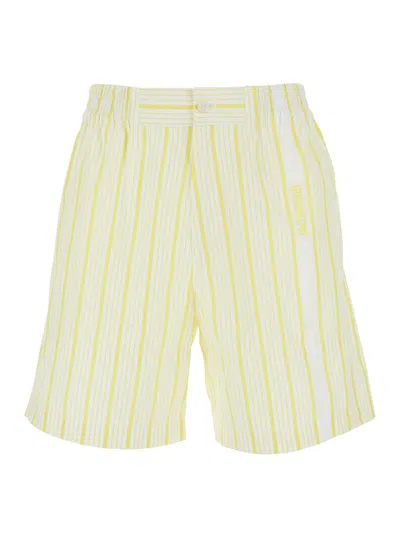 Jacquemus Aloe Striped Pattern Elastic Waistband Shorts In White