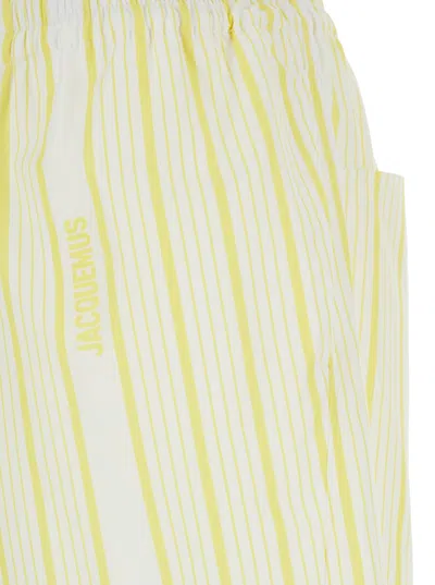 Jacquemus Aloe Striped Pattern Elastic Waistband Shorts In White