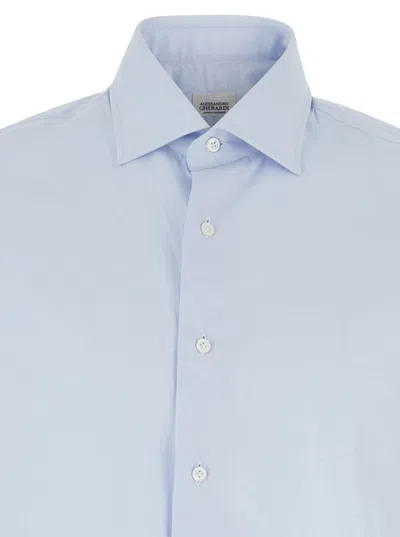 Alessandro Gherardi Light Blue Shirt With Classic Collar In Cotton Man In Multi