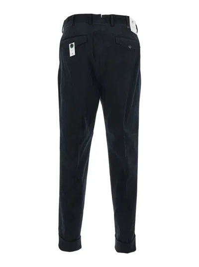 Pt Torino Black Patns With Pleats And Belt Loops In Cotton Blend Man In Black