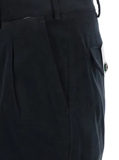 Pt Torino Black Patns With Pleats And Belt Loops In Cotton Blend Man In Black