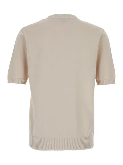 Eleventy Men Grey Crewneck T-shirt With Ribbed Trims In Cotton Woman In Neutral