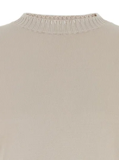 Eleventy Men Grey Crewneck T-shirt With Ribbed Trims In Cotton Woman In Neutral