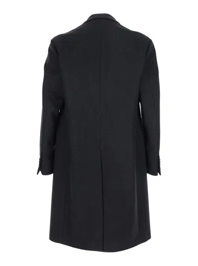 Lardini Grey Single-breasted Coat With Classic Lapels In Wool Man In Black