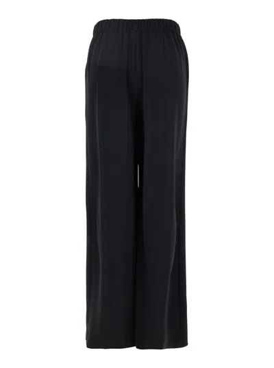 P.a.r.o.s.h Black Pants With Wide Leg And Elastic Rear Waist In Tech Fabric Woman In Black