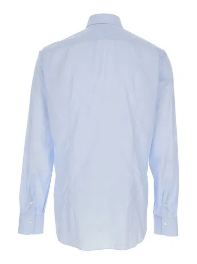 Alessandro Gherardi Light Blue Shirt With Classic Collar In Cotton Blend Stretch  Man In Blue