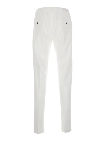 Eleventy White Pants With Elastic Drawstring Waist And Tapered Leg In Cotton Blend Stretch Woman In White
