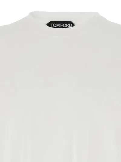 Tom Ford White Crewneck T-shirt In Cotton Blend Man In White