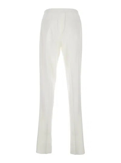 Lardini White Pants With Elastic Waist And Drawstring In Cotton Man In White