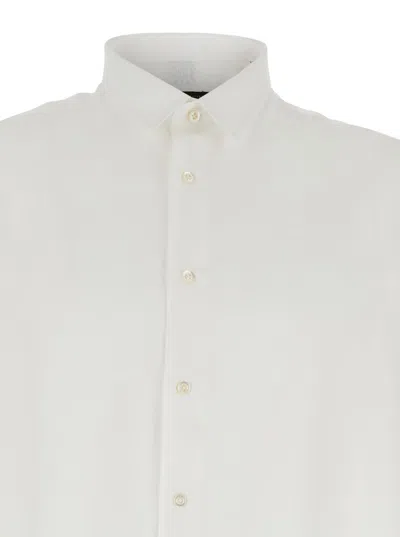 Low Brand White Shirt With Classic Collar In Tech Fabric Man In White