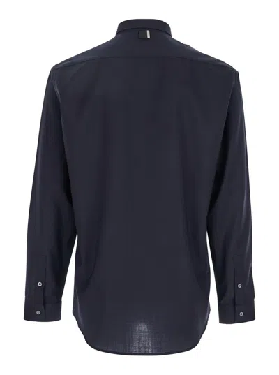 Low Brand Blue Shirt With Classic Collar And Button Closure In Fabric Man In Blue