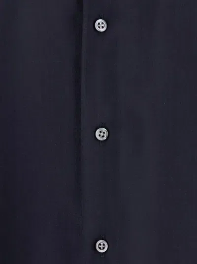 Low Brand Blue Shirt With Classic Collar And Button Closure In Fabric Man In Blue