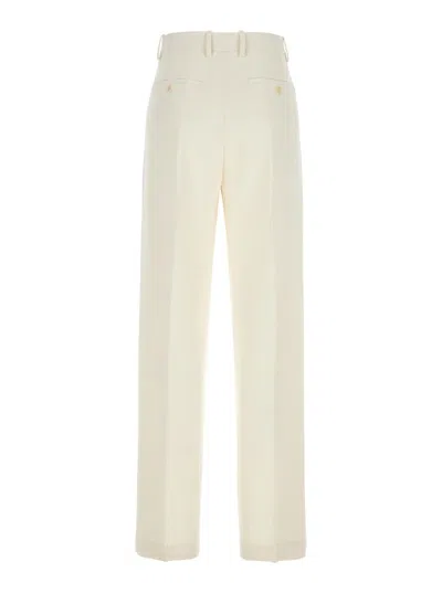 Theory White Pants With Belt Loops In Neutral
